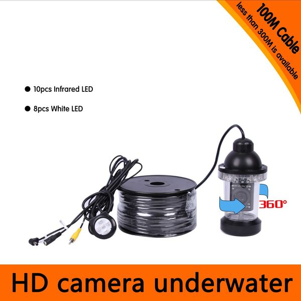 100meters depth 360 degree rotative underwater camera with 18pcs of white or ir led for fish finder & diving camera application
100meters depth 360 degree rotative underwater camera with 18pcs of white or ir led for fish finder & diving camera application