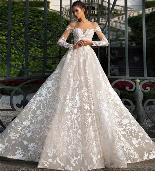 2018 milla nova illusion bodice a line свадебные платья с открытой горловиной и длинными рукавами, полностью кружевные аппликации сексуальны, White
2018 milla nova illusion bodice a line свадебные платья с открытой горловиной и длинными рукавами, полностью кружевные аппликации сексуальны, White