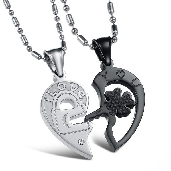 new fashion jewelry 316l stainless steel necklace men silver black split joint heart pendant couple necklaces gx845
new fashion jewelry 316l stainless steel necklace men silver black split joint heart pendant couple necklaces gx845