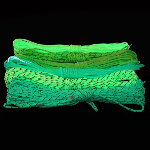 Wholesale-100ft (30m)glow In The Dark Reflective Luminous 550lb Paracord Parachute Cord Lanyard Rope 7 Strand Core