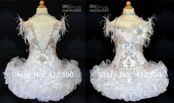 new white organza above knee/mini ball gown crystals halter feather cupcake girl' pageant dresses infant toddler dress, White;blue
new white organza above knee/mini ball gown crystals halter feather cupcake girl' pageant dresses infant toddler dress, White;blue