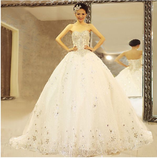 2018 romantic sweetheart heavy crystal stones floor length tulle ball gown wedding dress luxury bridal gowns, White
2018 romantic sweetheart heavy crystal stones floor length tulle ball gown wedding dress luxury bridal gowns, White