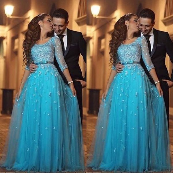 2018 new arabic blue scoop neck long sleeves lace evening dresses tulle applique floor length formal party red carpet run away prom gowns, Black;red
2018 new arabic blue scoop neck long sleeves lace evening dresses tulle applique floor length formal party red carpet run away prom gowns, Black;red