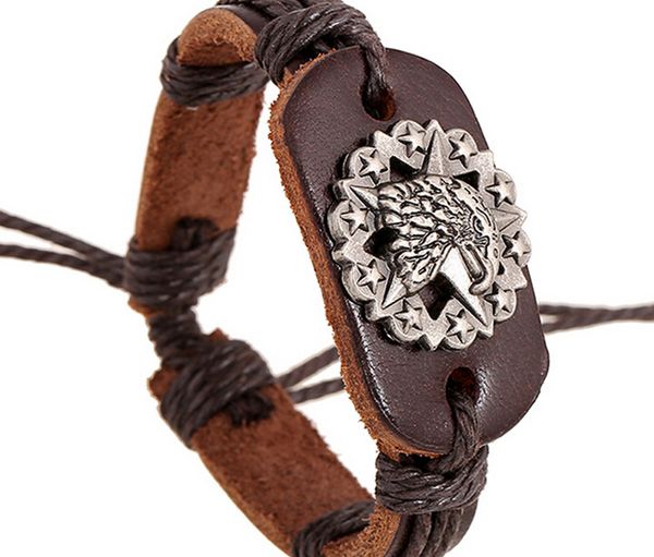 2015 latest version punk style 100% genuine leather bracelet handmade man eagle head rope adjustable bracelet 20pcs/lot, Black
2015 latest version punk style 100% genuine leather bracelet handmade man eagle head rope adjustable bracelet 20pcs/lot, Black