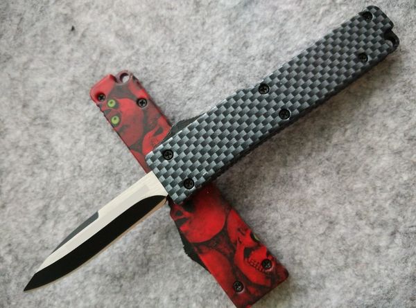 Mini Double action Tactical knife 440 stainless steel Single blade Drop point Plain keychain knife knives Red skull / Carbon fiber
Mini Double action Tactical knife 440 stainless steel Single blade Drop point Plain keychain knife knives Red skull / Carbon fiber
