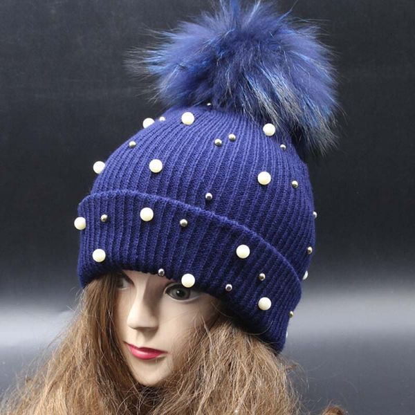 wholesale-15cm big detachable pom pom women and men's winter knit raccoon fur hat with pearl, Blue;gray
wholesale-15cm big detachable pom pom women and men's winter knit raccoon fur hat with pearl, Blue;gray