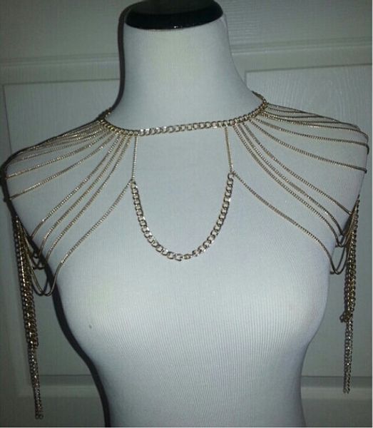 bikini body chain 18k gold chain tassels jewelry shoulder chain wedding bridal jewelry set accessories ts000149, White
bikini body chain 18k gold chain tassels jewelry shoulder chain wedding bridal jewelry set accessories ts000149, White