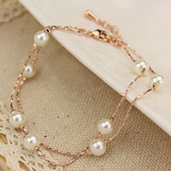 elegant simulated imitation pearl bracelet 18k rose gold plated fashion jewelry wholesales,selling double layers bracelet, Black
elegant simulated imitation pearl bracelet 18k rose gold plated fashion jewelry wholesales,selling double layers bracelet, Black