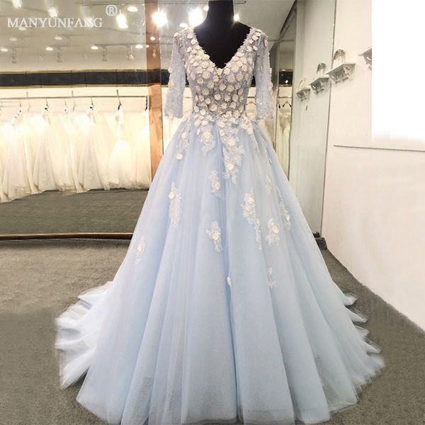 2020 romantic a line lace wedding dresses with half sleeves vestidos de noiva spring v neck sky blue bridal gowns hand made wedding dress, White
2020 romantic a line lace wedding dresses with half sleeves vestidos de noiva spring v neck sky blue bridal gowns hand made wedding dress, White