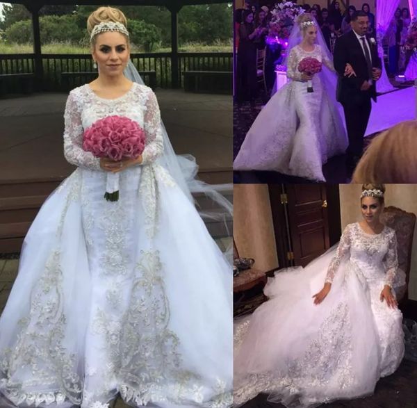 gorgeous overskirts wedding dress lace appliques white tulle ball gown bridal dresses with detachable puffy train long sleeve wedding gowns
gorgeous overskirts wedding dress lace appliques white tulle ball gown bridal dresses with detachable puffy train long sleeve wedding gowns