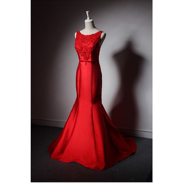 satin boat neck pleated mermaid evening dress with appliques 2018 real p vestido de festa longo, Black;red
satin boat neck pleated mermaid evening dress with appliques 2018 real p vestido de festa longo, Black;red