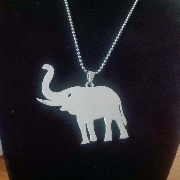 

large charm stainless steel pendants auspicious elephant animal loving people ball necklace dhl ship free, Silver