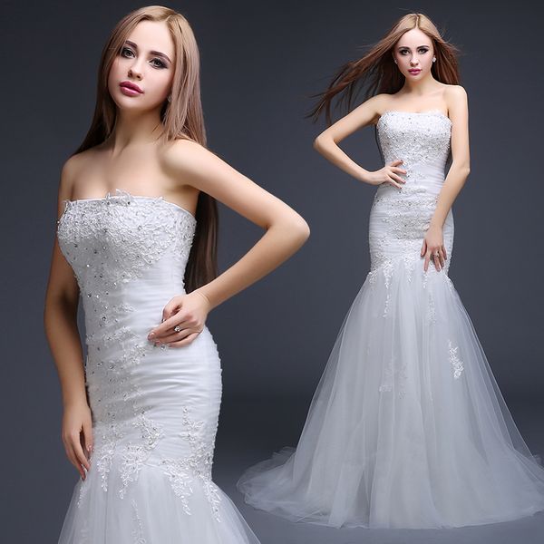 beaded lace tulle mermaid wedding dress 2019 romantic strapless wedding gowns lace up back fast shipping, White
beaded lace tulle mermaid wedding dress 2019 romantic strapless wedding gowns lace up back fast shipping, White