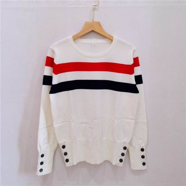 2021 early autumn new tb style classic intermediate stripe fashion versatile casual long sleeve ice silk round neck sweater trend, White
2021 early autumn new tb style classic intermediate stripe fashion versatile casual long sleeve ice silk round neck sweater trend, White