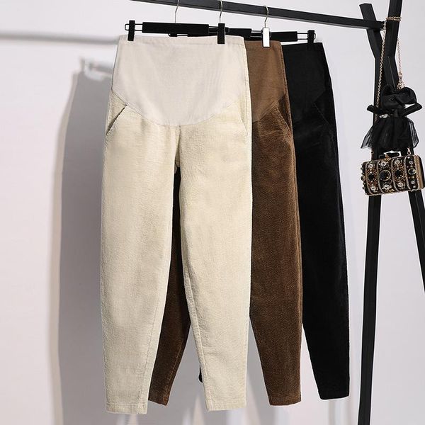 maternity bottoms plus velvet corduroy pants winter warm clothes for pregnant leggings women autumn belly pregnancy trousres, White 
maternity bottoms plus velvet corduroy pants winter warm clothes for pregnant leggings women autumn belly pregnancy trousres, White