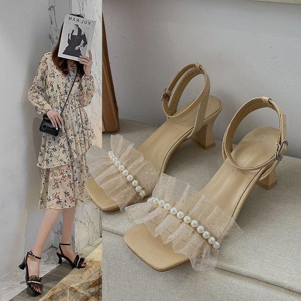 women's sandals 2021 summer fashion thick heels ladies shoe lace string bead middle heel pearl buckle strap women sandal, Black
women's sandals 2021 summer fashion thick heels ladies shoe lace string bead middle heel pearl buckle strap women sandal, Black