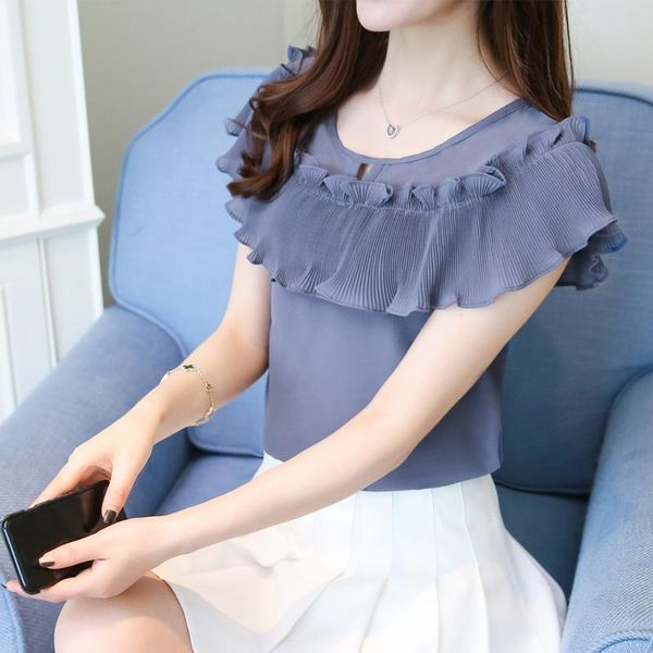 women's blouses & shirts summer 2021 short-sleeved chiffon shirt sweet and versatile fashion bottoming women, White
women's blouses & shirts summer 2021 short-sleeved chiffon shirt sweet and versatile fashion bottoming women, White
