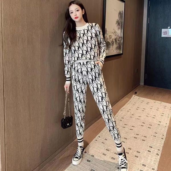 women's two piece pants fashion knitting suit 2021 spring and autumn style foreign leisure sports age reduction two-piece, White
women's two piece pants fashion knitting suit 2021 spring and autumn style foreign leisure sports age reduction two-piece, White