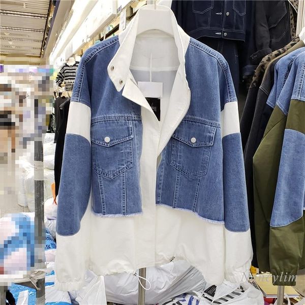 women's jackets workwear denim stitching baseball jacket womens autumn loose bf style student casual outwears 2021, Black;brown
women's jackets workwear denim stitching baseball jacket womens autumn loose bf style student casual outwears 2021, Black;brown