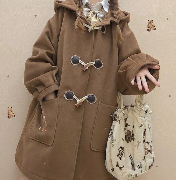 women's trench coats college style japanese cute coat medium long ox horn buckle student jk camel winter 2021 autumn, Tan;black
women's trench coats college style japanese cute coat medium long ox horn buckle student jk camel winter 2021 autumn, Tan;black