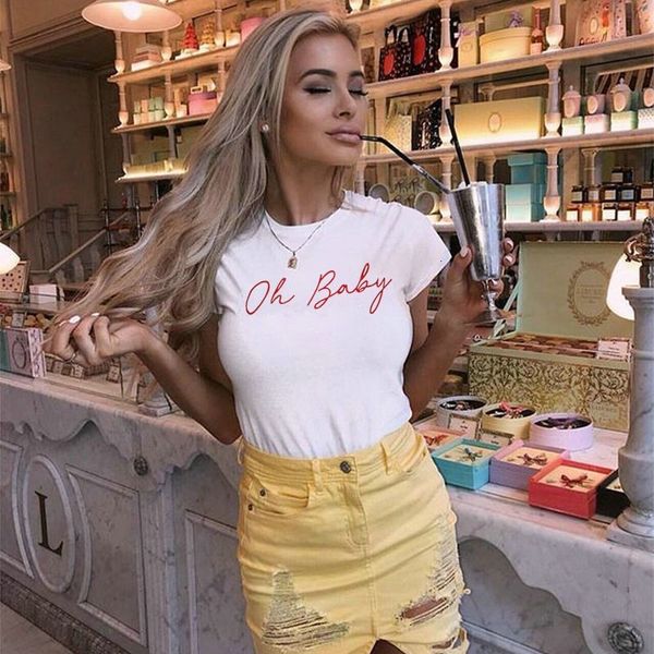 women's t-shirt oh baby letters print women tshirt cotton casual funny shirt for lady girl tee hipster drop ship, White
women's t-shirt oh baby letters print women tshirt cotton casual funny shirt for lady girl tee hipster drop ship, White