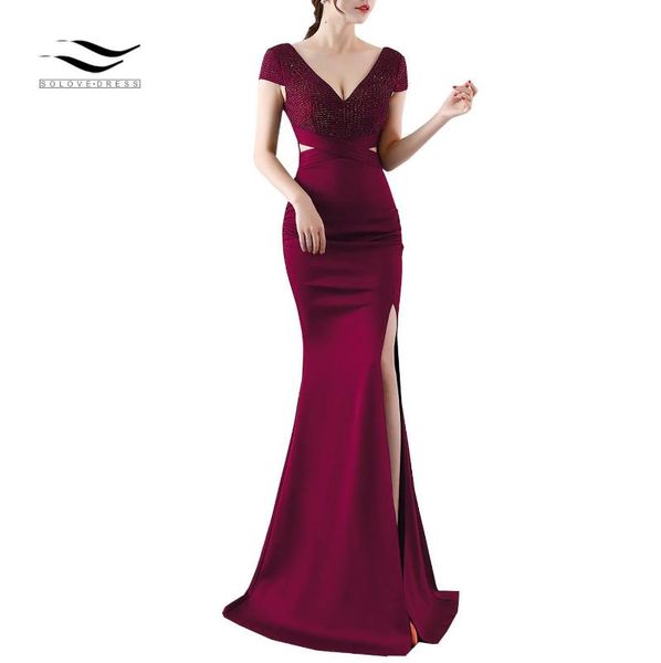 evening dresses solovedress prom dress mermaid beading with cut on leg a slit formal bridal gown cap sleeves deep v neck back lady, Black;red
evening dresses solovedress prom dress mermaid beading with cut on leg a slit formal bridal gown cap sleeves deep v neck back lady, Black;red