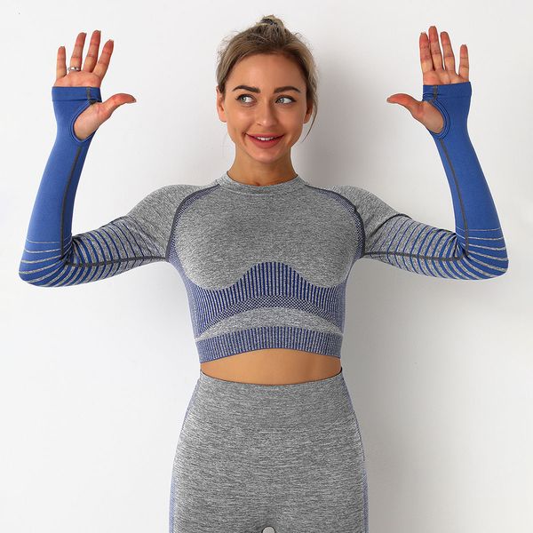 gradient sports tights quick dry training running yoga open navel seamls long sleeve, Gray
gradient sports tights quick dry training running yoga open navel seamls long sleeve, Gray