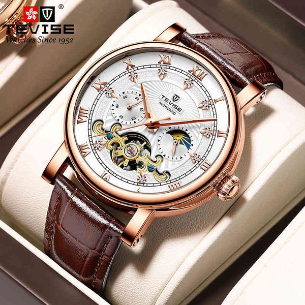 tevise automatic mechanical men watch fashion brand sports watches tourbillon moon phase leather relogio masculino 2022, Slivery;brown
tevise automatic mechanical men watch fashion brand sports watches tourbillon moon phase leather relogio masculino 2022, Slivery;brown