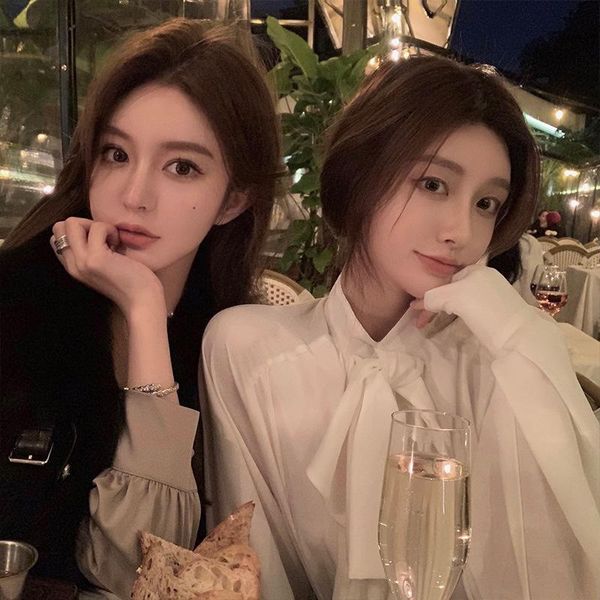 women's jackets 2021 drape ribbon stand collar court style shirt long sleeve design niche french top, Black;brown
women's jackets 2021 drape ribbon stand collar court style shirt long sleeve design niche french top, Black;brown