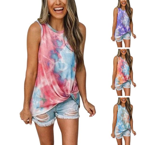 women's tanks & camis fashion round neck tie-dye knotted printed vest t-shirt famale /, White
women's tanks & camis fashion round neck tie-dye knotted printed vest t-shirt famale /, White