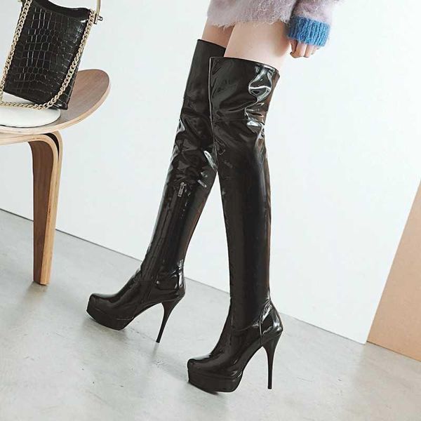 boots ultra high heel patent leather knee women's in autumn and winter, size 40-48, Black
boots ultra high heel patent leather knee women's in autumn and winter, size 40-48, Black