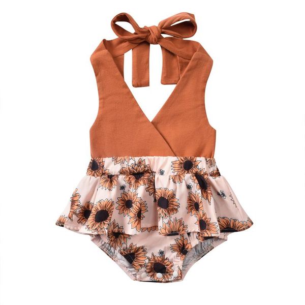 rompers opperiaya baby girl clothing summer casual bandage halter bodysuit fashion sunflower printed stitching triangle jumpsuits, Blue
rompers opperiaya baby girl clothing summer casual bandage halter bodysuit fashion sunflower printed stitching triangle jumpsuits, Blue