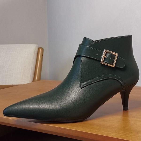 boots women's genuine leaher thin high heel pointed toe autumn ankle metal buckle retro short booties evening dress shoes, Black
boots women's genuine leaher thin high heel pointed toe autumn ankle metal buckle retro short booties evening dress shoes, Black