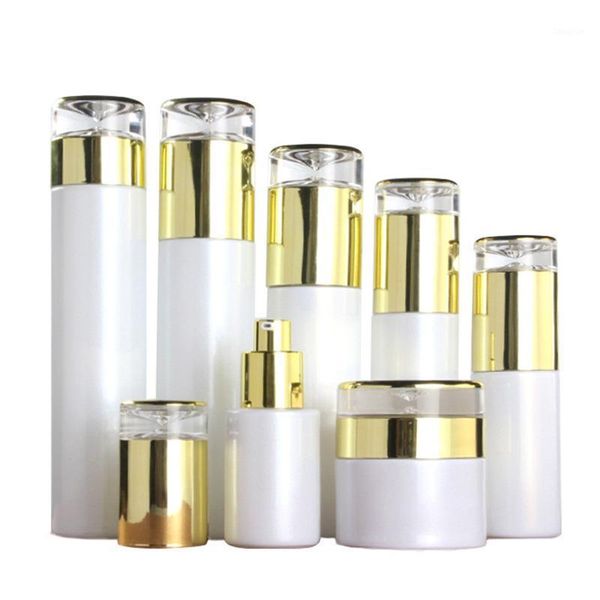 storage bottles & jars 5pcs/lot pearl white glass silver gold lid spray lotion press pump cream high-grade cosmetic packaging containers
storage bottles & jars 5pcs/lot pearl white glass silver gold lid spray lotion press pump cream high-grade cosmetic packaging containers