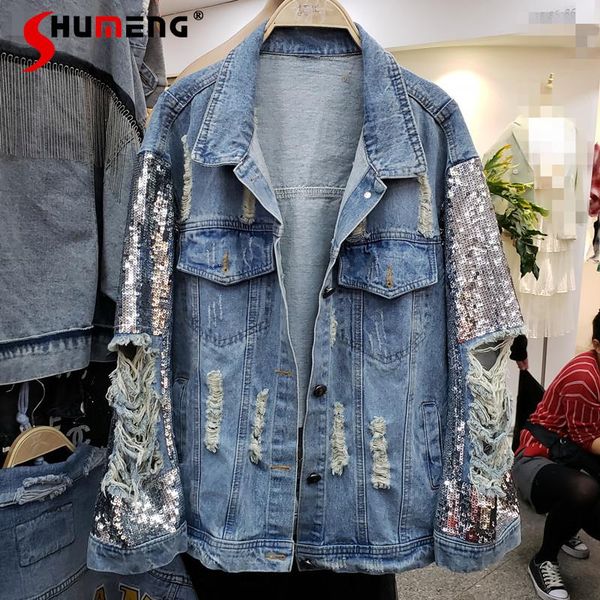 women's jackets heavy embroidery sequins cropped denim jacket 2021 spring and autumn fashion loose ripped cool jean coats, Black;brown
women's jackets heavy embroidery sequins cropped denim jacket 2021 spring and autumn fashion loose ripped cool jean coats, Black;brown