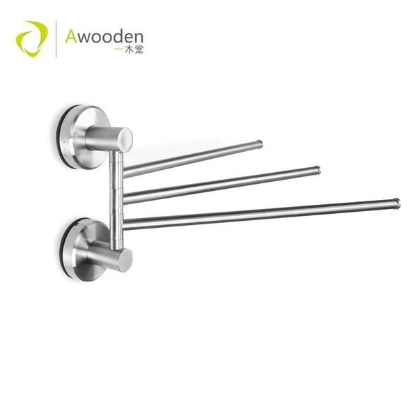 towel racks awooden swing bar 3-arm vacuum suction cup wall mounted out bathroom shelf, brushed sus304 stainless steel 
towel racks awooden swing bar 3-arm vacuum suction cup wall mounted out bathroom shelf, brushed sus304 stainless steel