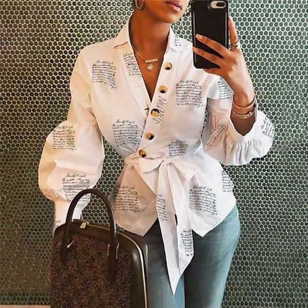 women's blouses & shirts letter printed womens designer button with sashes v neck lantern long sleevee fashion women s 9sxp, White
women's blouses & shirts letter printed womens designer button with sashes v neck lantern long sleevee fashion women s 9sxp, White