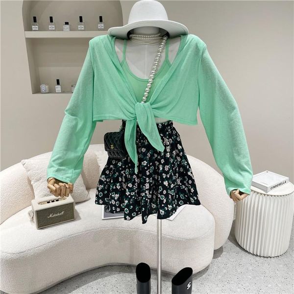 women's tracksuits niche design summer 2021 fashion sun proof cardigan + suspender vest elastic waist floral pantskirt three-piece set, Gray
women's tracksuits niche design summer 2021 fashion sun proof cardigan + suspender vest elastic waist floral pantskirt three-piece set, Gray