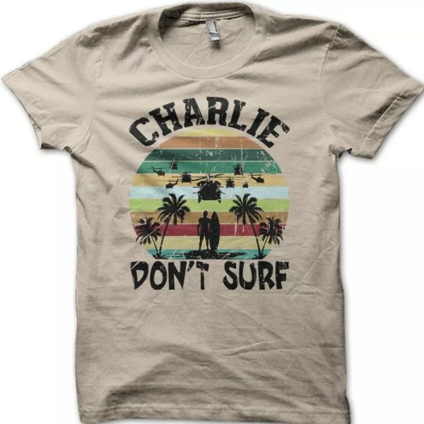 apocalypse now charlie don't surf cotton t-shirt 9033, White;black 
apocalypse now charlie don't surf cotton t-shirt 9033, White;black