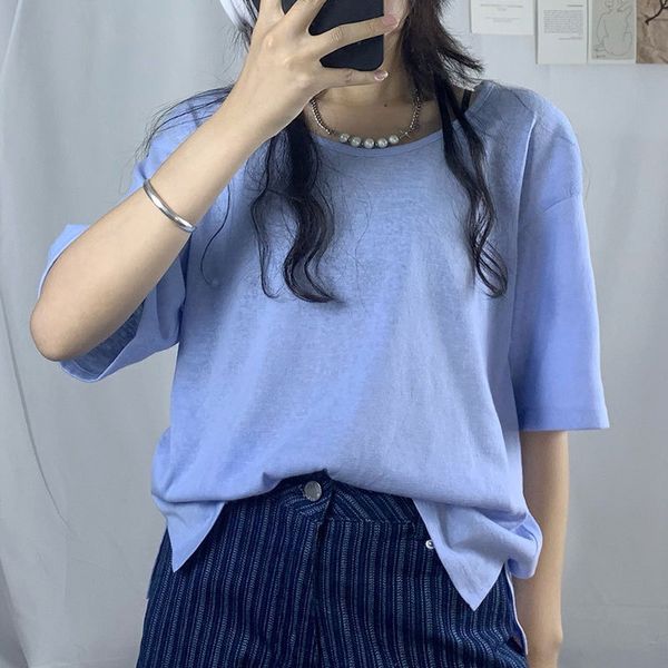 women's wear summer 2021 new round neck short sleeve fashion brand casual loose t-shirt, White
women's wear summer 2021 new round neck short sleeve fashion brand casual loose t-shirt, White