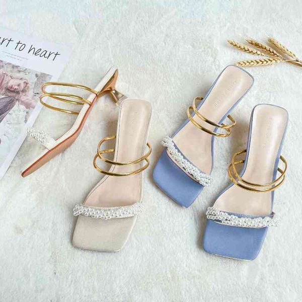women summer slide sandals female pearls narrow band slippers ladies beach bohemian brand design middle heels sandals 210520, Black
women summer slide sandals female pearls narrow band slippers ladies beach bohemian brand design middle heels sandals 210520, Black