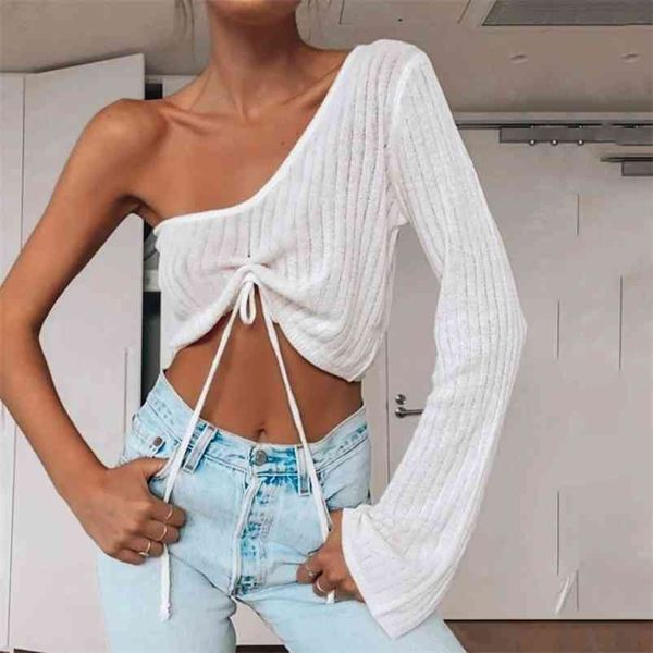female long sleeve pollover sweater women clothes one shoulder soft autumn winter knitted outfit 210427, White;black
female long sleeve pollover sweater women clothes one shoulder soft autumn winter knitted outfit 210427, White;black