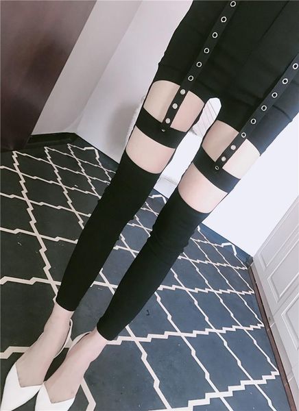 women's pants & capris fashion women hollow out button zipper high waist slim long pencil casual black trousers for female, Black;white 
women's pants & capris fashion women hollow out button zipper high waist slim long pencil casual black trousers for female, Black;white