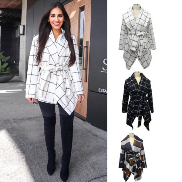 women's wool & blends 2021 ladies autumn/winter tartan coat fashion windbreaker woolen cloth belt, Black
women's wool & blends 2021 ladies autumn/winter tartan coat fashion windbreaker woolen cloth belt, Black