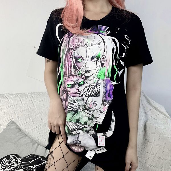 women's t-shirt insdoit printed women gothic harajuku short sleeve loose black t shirt streetwear punk casual cotton summer 50gi, White
women's t-shirt insdoit printed women gothic harajuku short sleeve loose black t shirt streetwear punk casual cotton summer 50gi, White