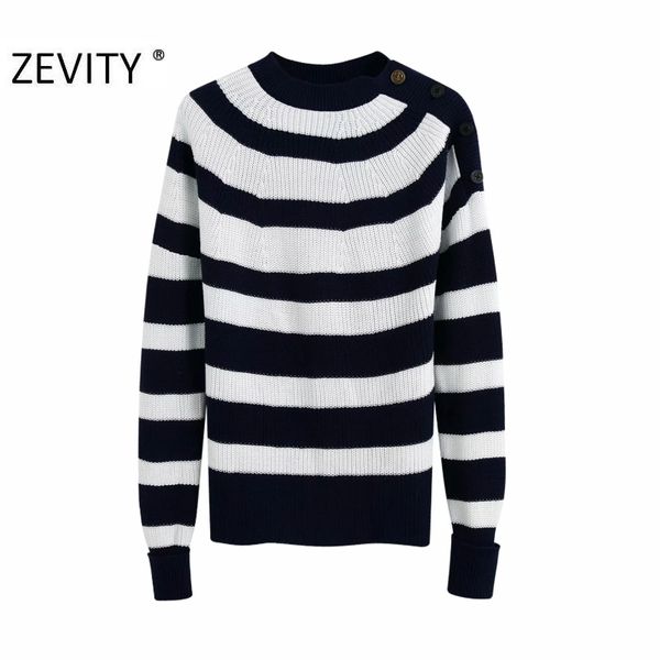 zevity women vintage o neck striped pattern knitting casual slim sweater female shoulder button pullover sweaters chic s361 210419, White;black
zevity women vintage o neck striped pattern knitting casual slim sweater female shoulder button pullover sweaters chic s361 210419, White;black