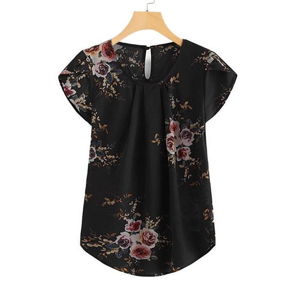 women's blouses & shirts for women casual round neck basic floral pleated cap short sleeve shirt blouse ladies ropa mujer, White
women's blouses & shirts for women casual round neck basic floral pleated cap short sleeve shirt blouse ladies ropa mujer, White