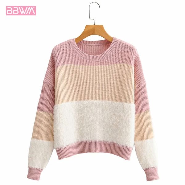 round neck long sleeve pullover knit color block college style female sweater korean harajuku striped warm women's sweater 210507, White
round neck long sleeve pullover knit color block college style female sweater korean harajuku striped warm women's sweater 210507, White