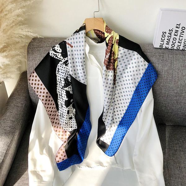 scarves design print square silk scarf women neck hair hijab shawl wrap foulard bandana female neckerchief spring 2021, Blue;gray
scarves design print square silk scarf women neck hair hijab shawl wrap foulard bandana female neckerchief spring 2021, Blue;gray