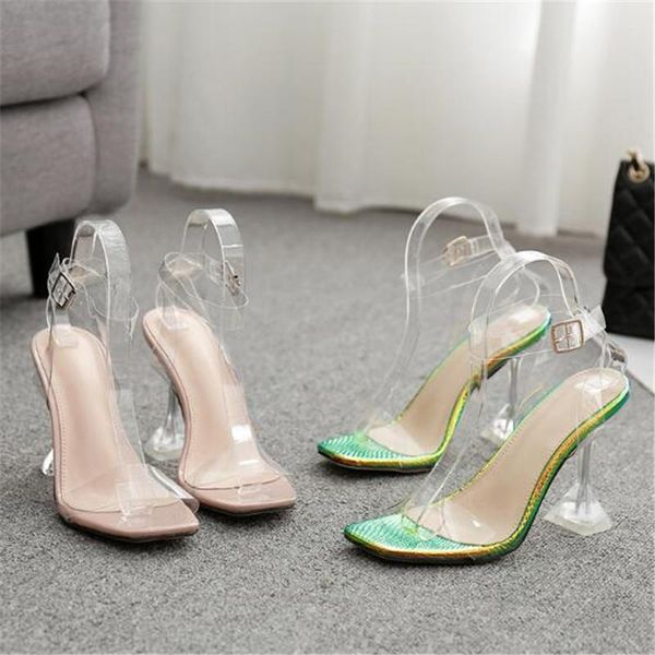 women sandals pvc buckle strap 11cm thin heels high square toe shallow back zapatos de mujer shoes size 35-42 dress, Black
women sandals pvc buckle strap 11cm thin heels high square toe shallow back zapatos de mujer shoes size 35-42 dress, Black